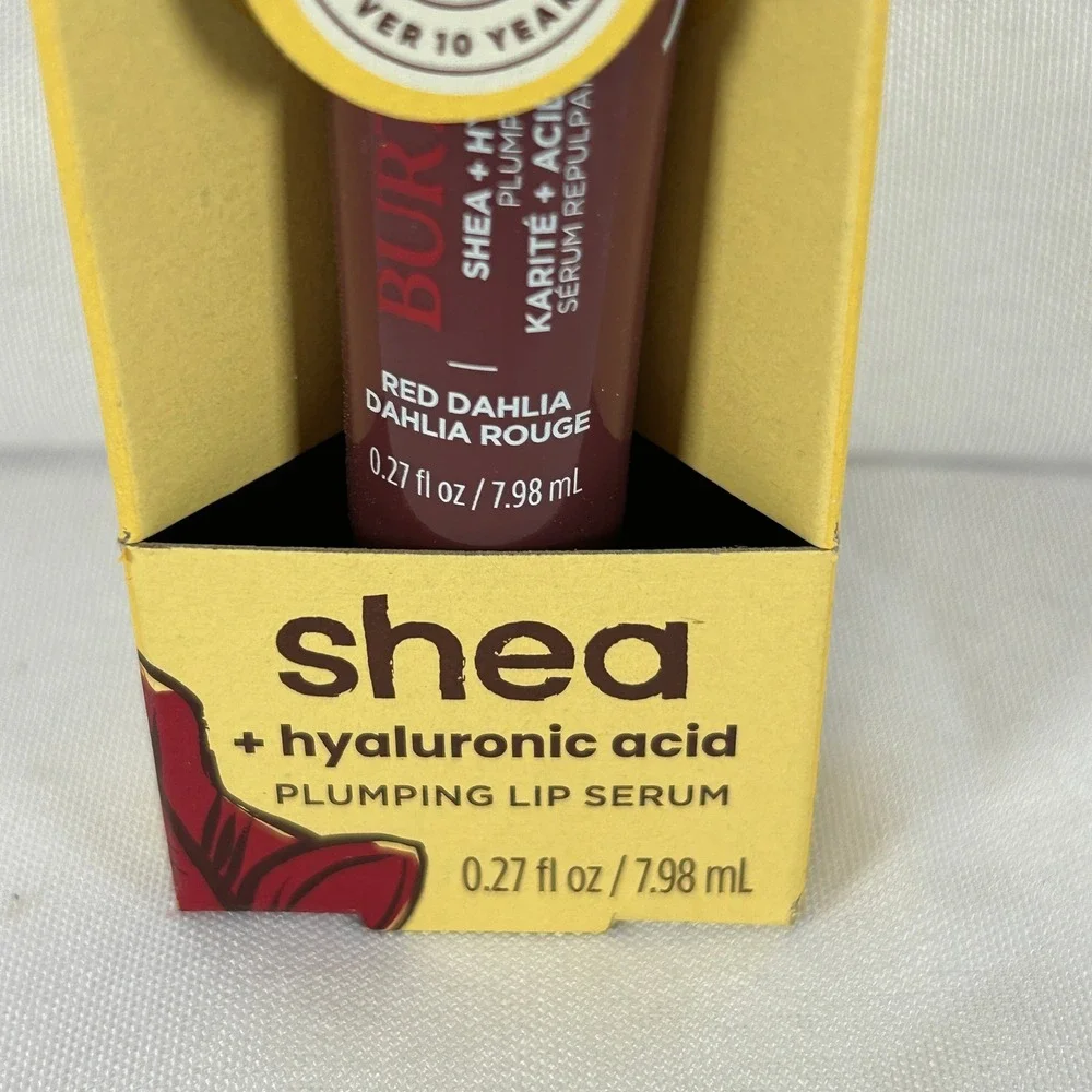 3PK Burts Bees Shea + Hyaluronic Acid Plumping Lip Serum Red Dahlia 0.27oz Each
